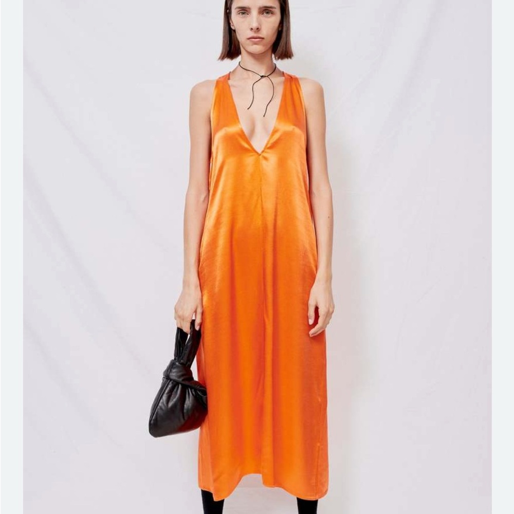 Assembly New York Orange Satin Trapeze Dress